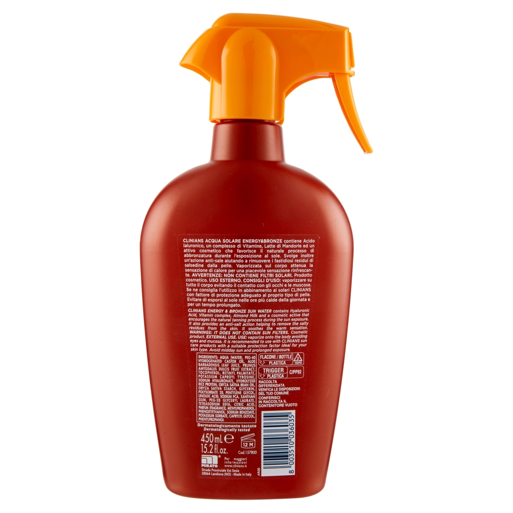 Clinians Bellezza Solare Acqua Solare Abbronzante Energy&Bronze 450 mL